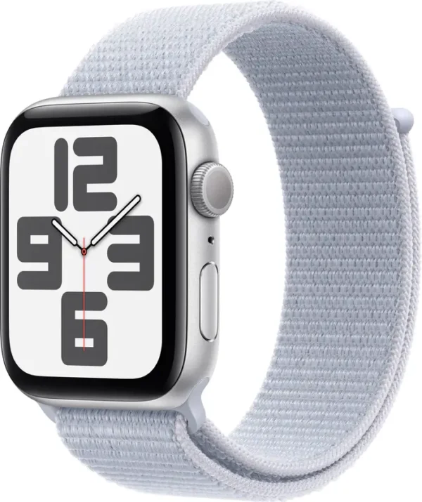 Apple Watch SE GPS 44mm Silver Aluminium with Denim Sport Band  ( Free Size) - Image 3